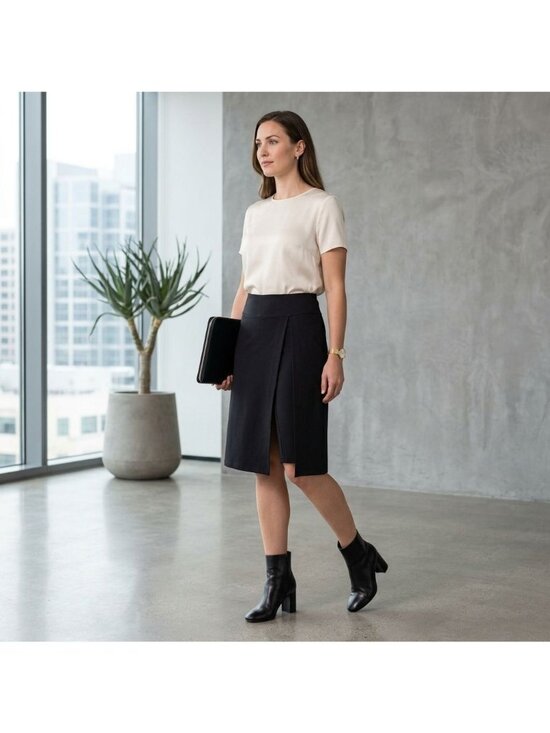 Betabrand Dresses & Skirts - Betabrand Sassiest Pants Wrap Skirt M Black Ponte Knit Minimalist Corp Chic
